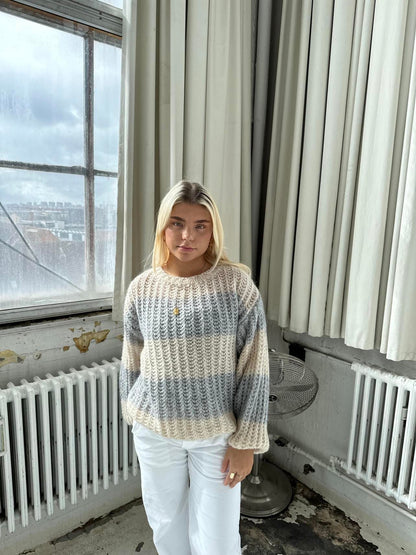 Melly knit with stripes - Beige/grey