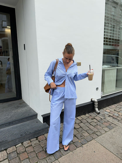 Mathilde Ravn striped pants - white/blue