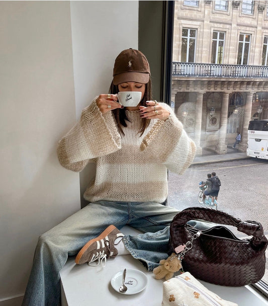 Manda striped knit - Beige/white