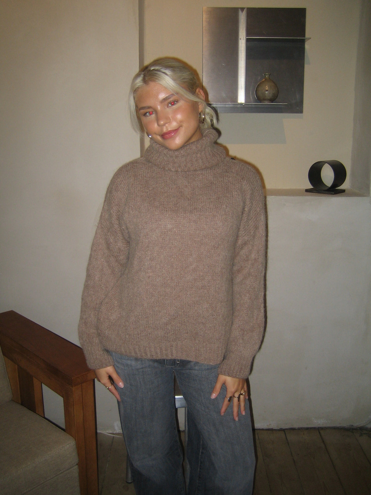 Idun knit sweater with turtleneck - Brown