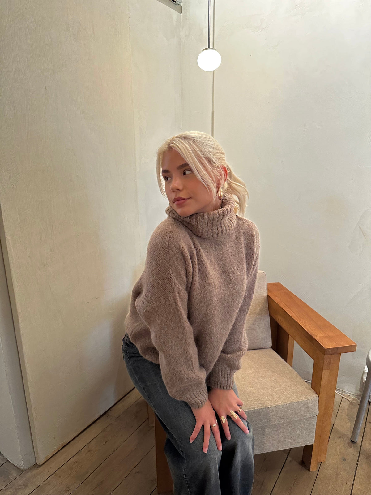 Idun knit sweater with turtleneck - Brown