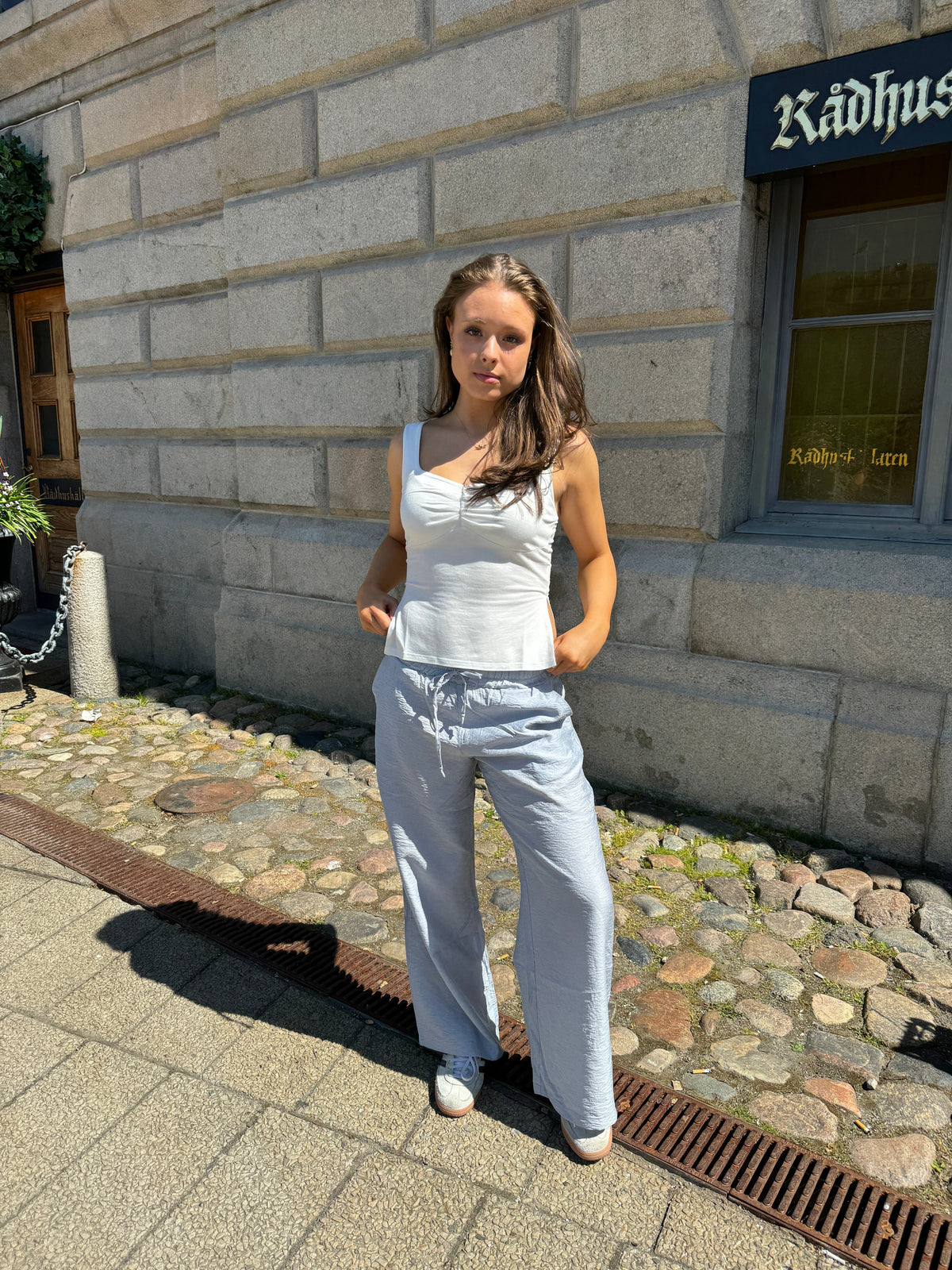 Anila pants with stripes - Blue/white