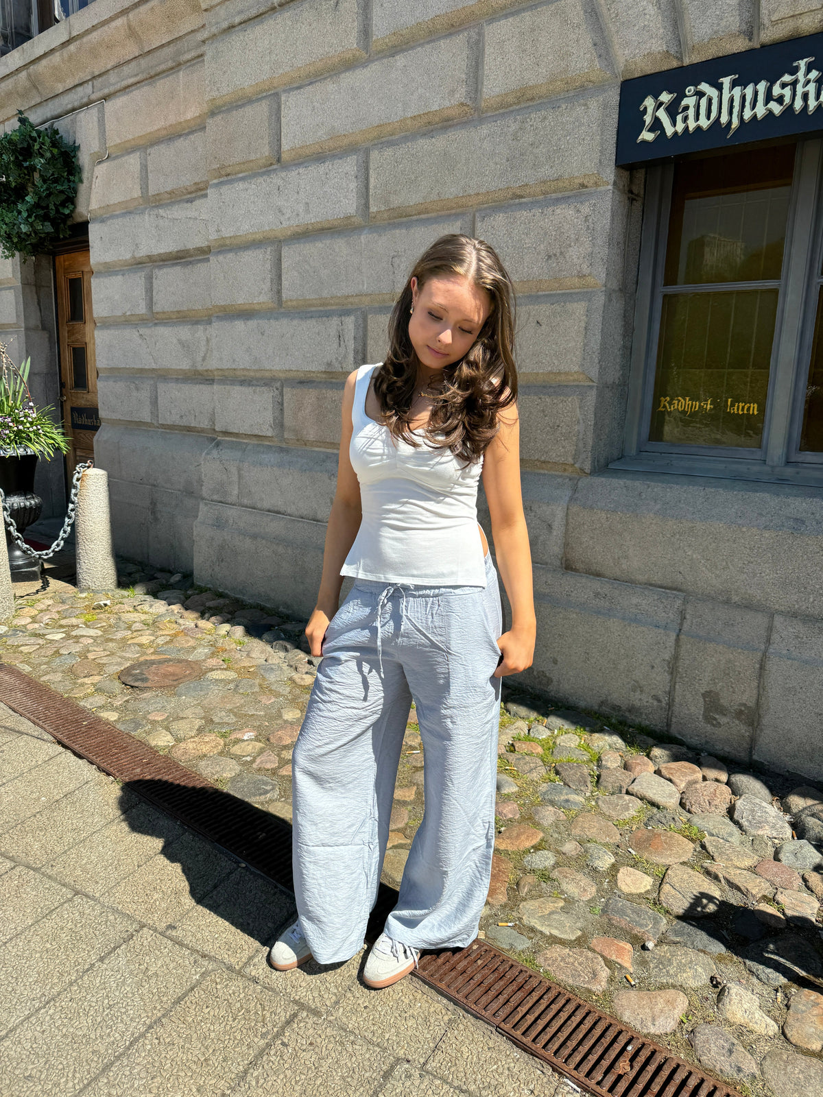 Anila pants with stripes - Blue/white