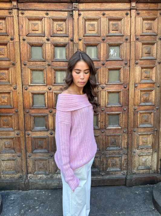 Elinor off shoulder knit - Pink