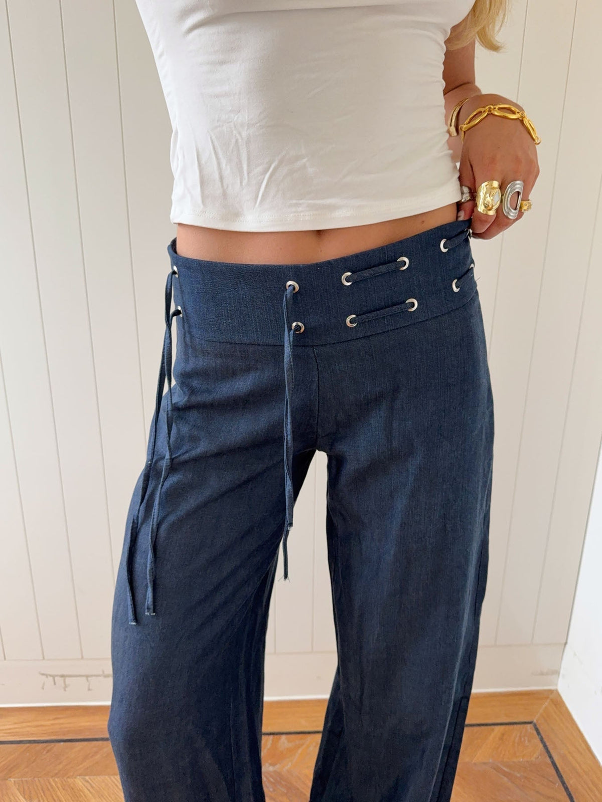 Scandivv trousers with drawstring – Navy
