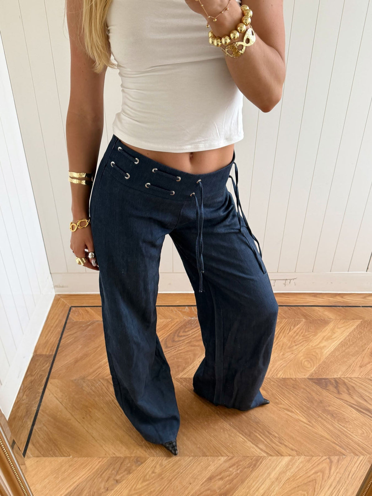 Scandivv trousers with drawstring – Navy