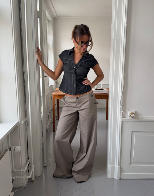 Maxim pants with buttons - Taupe