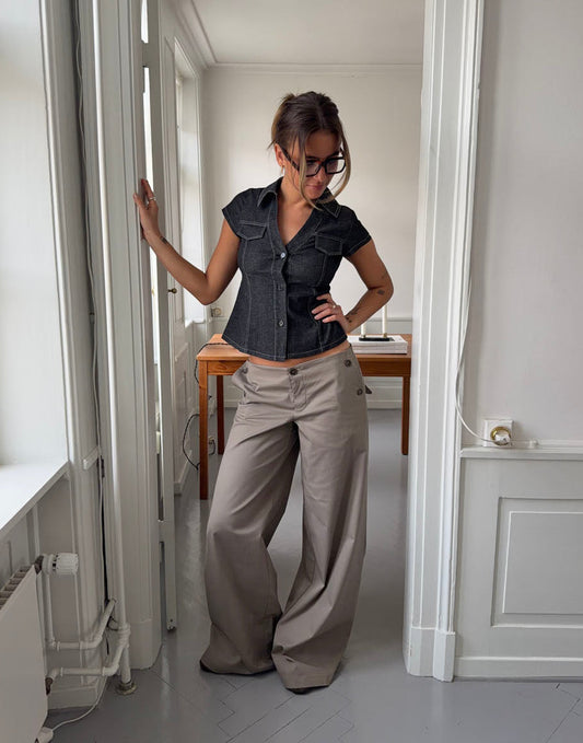 Maxim pants with buttons - Taupe
