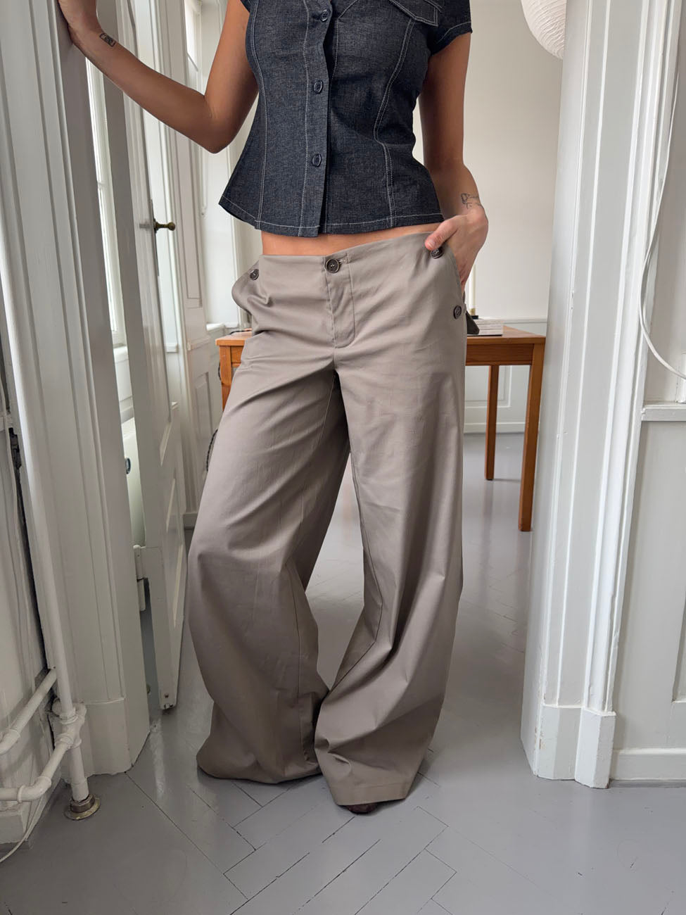 Maxim pants with buttons - Taupe