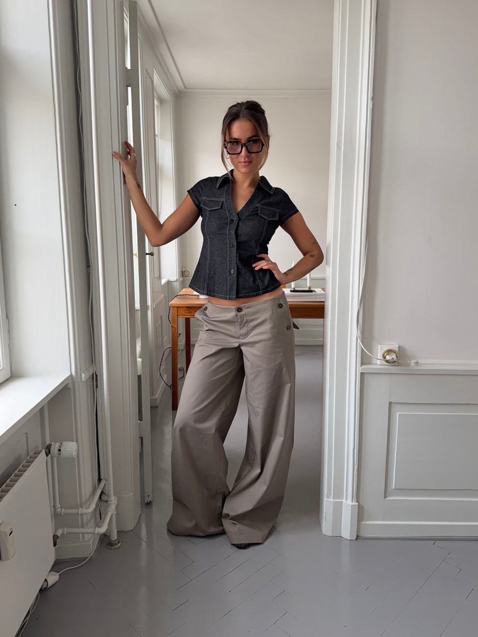 Maxim pants with buttons - Taupe