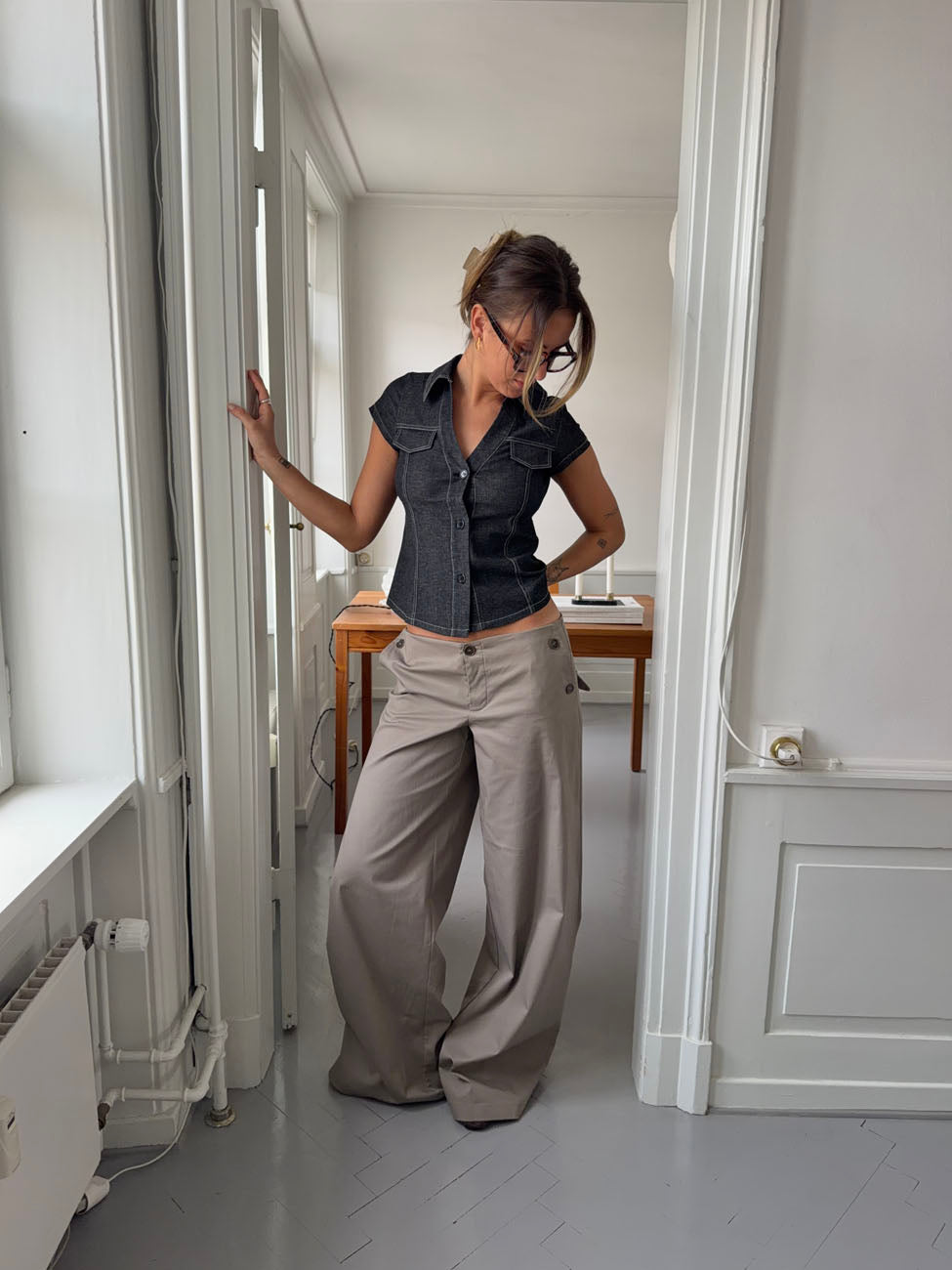 Maxim pants with buttons - Taupe