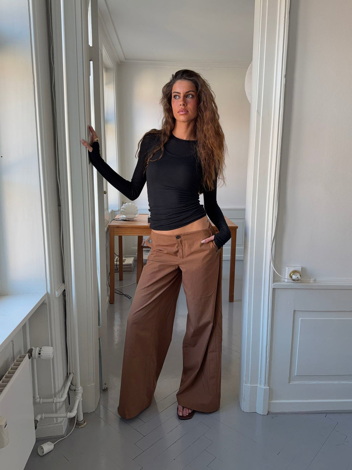 Maluna pants with stripes - Rust