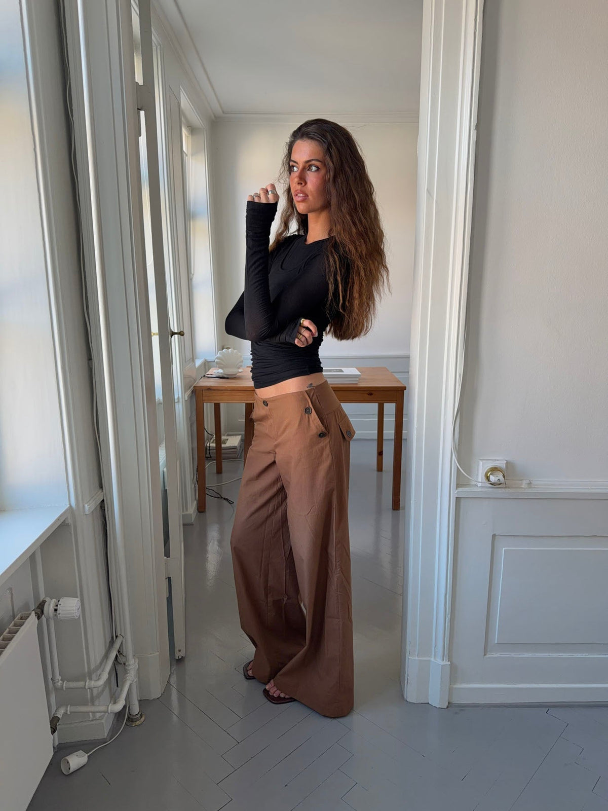 Maluna pants with stripes - Rust