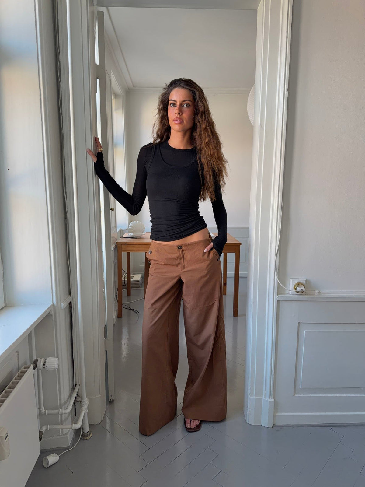 Maluna pants with stripes - Rust