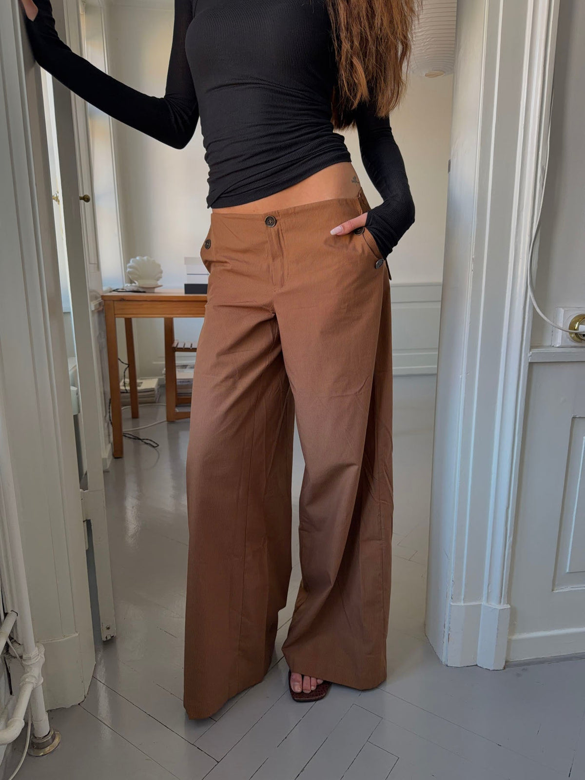 Maluna pants with stripes - Rust