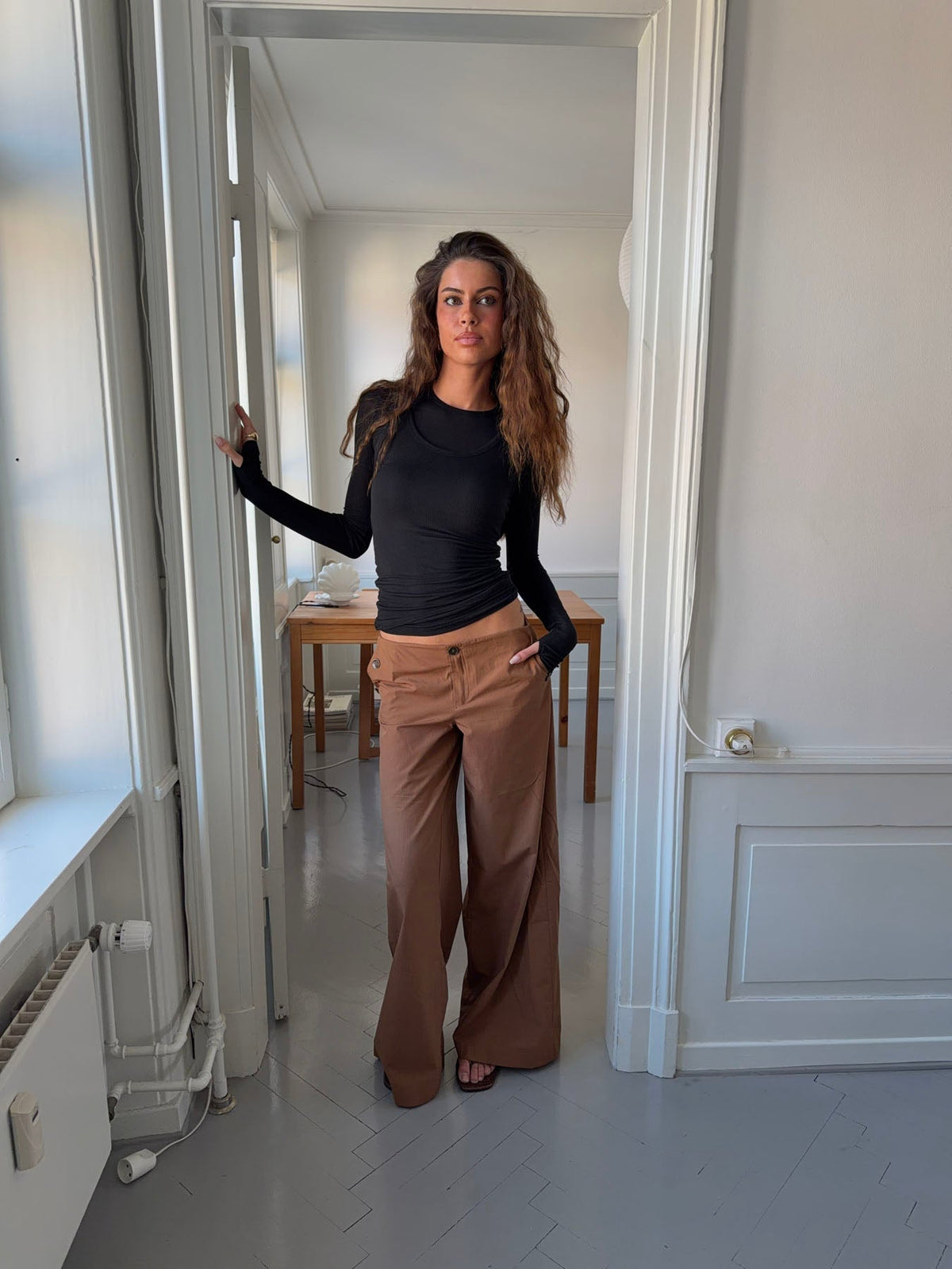 Maluna pants with stripes - Rust