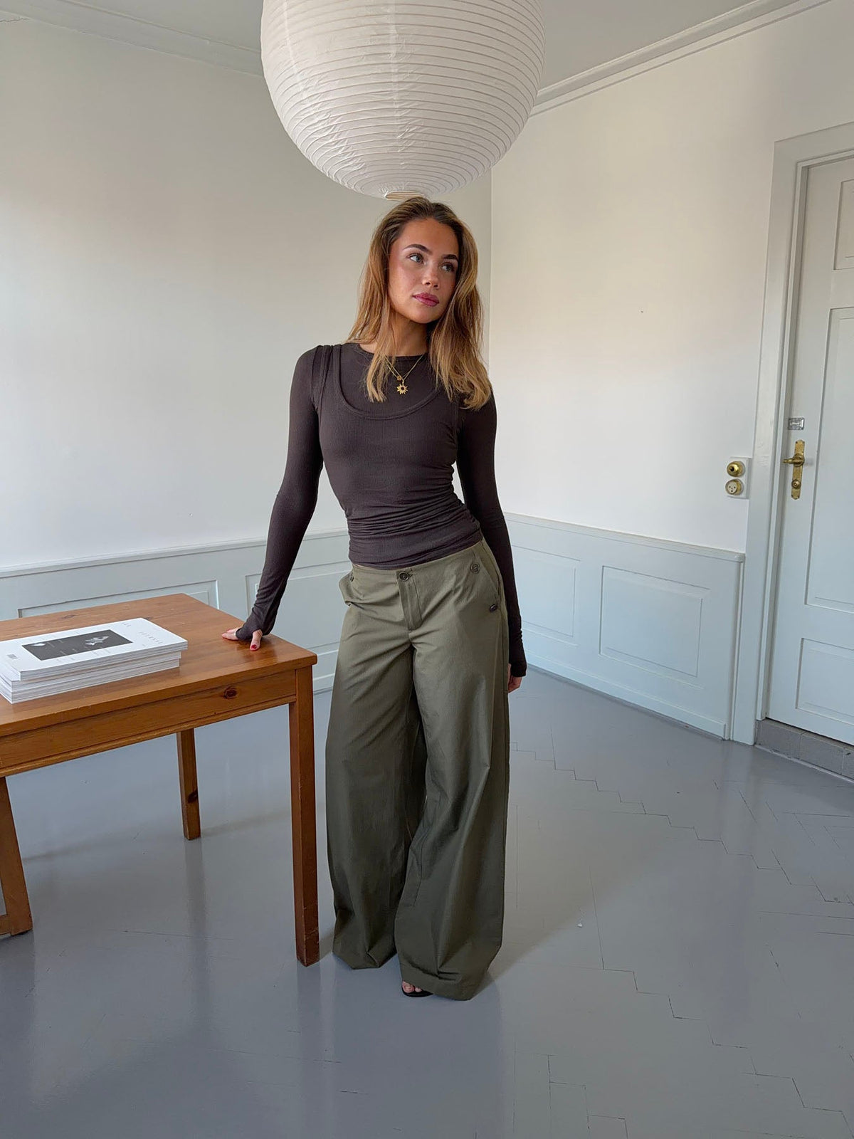 Maluna pants with stripes - Khaki