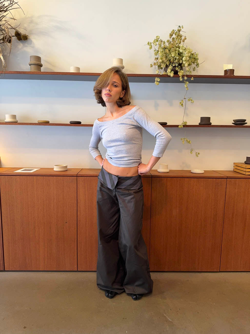 Bello pants with striped trim - Grey