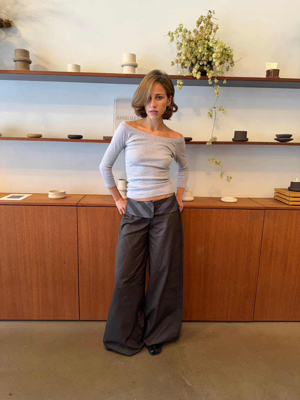 Bello pants with striped trim - Grey
