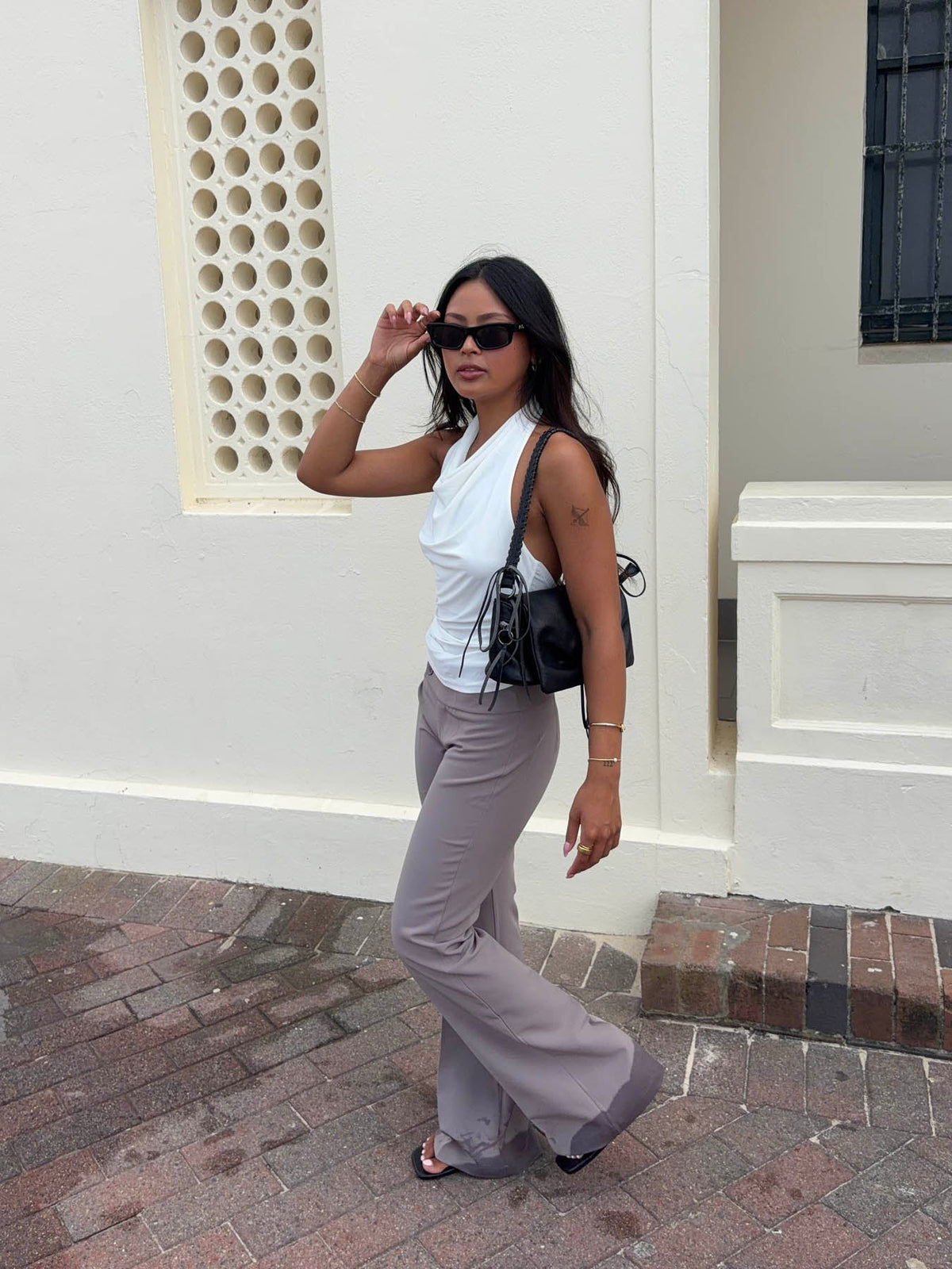 Adelita low waisted suit pants - Taupe