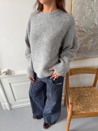 Vicky knit with ribbed details - Grey