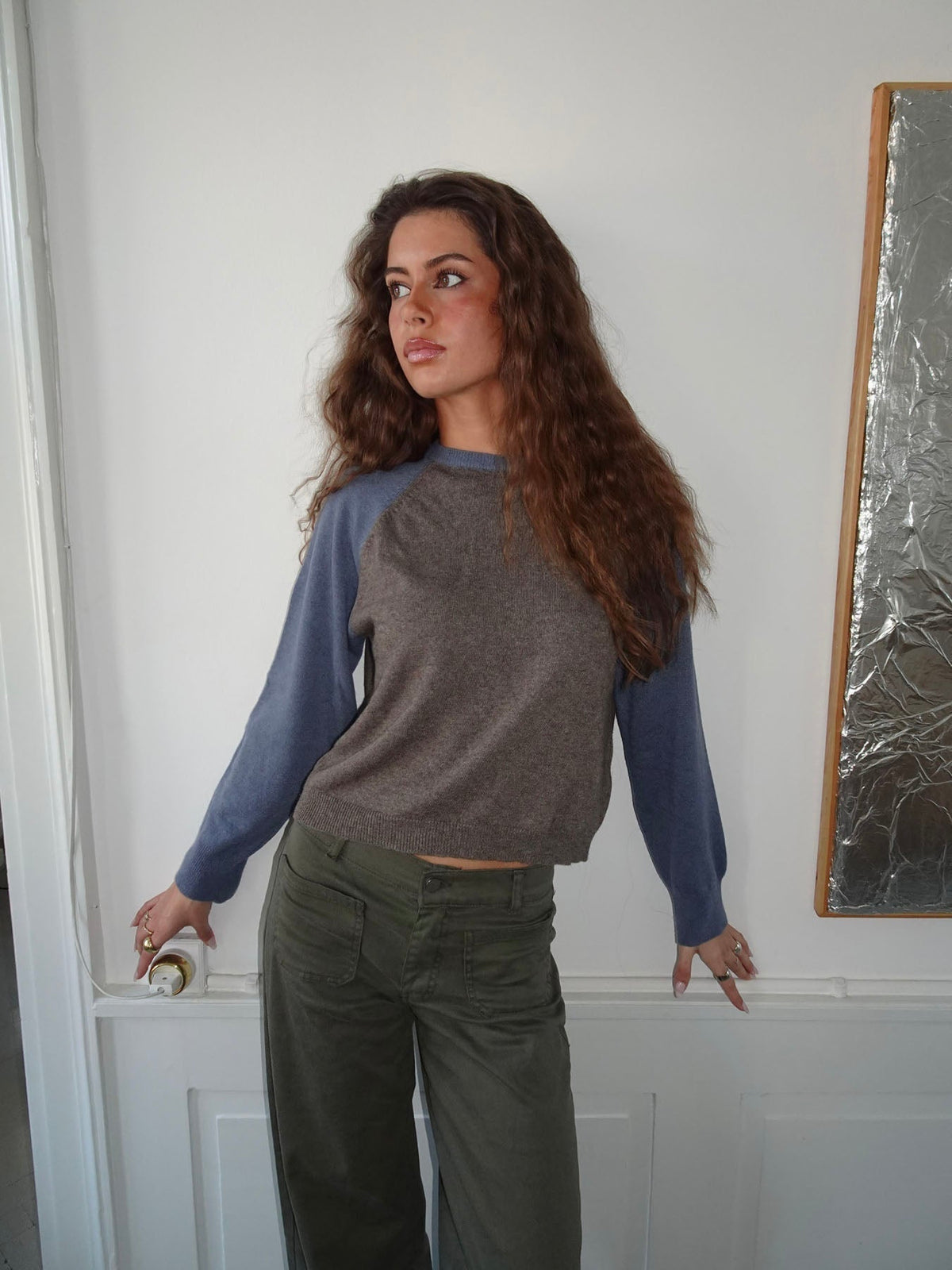 Oliva knit sweater - Blue/brown