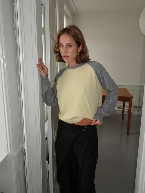 Oliva knit blouse - Grey/yellow