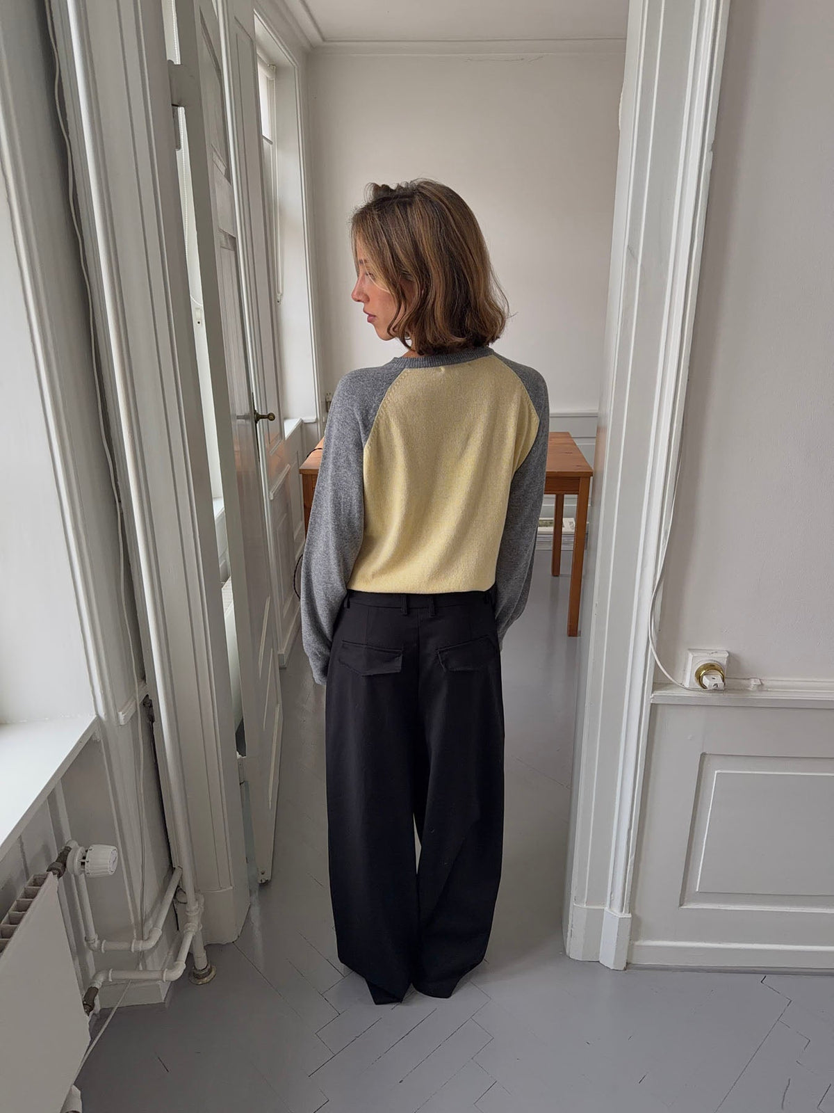 Oliva knit blouse - Grey/yellow