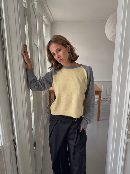 Oliva knit blouse - Grey/yellow