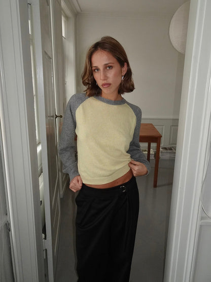 Oliva knit blouse - Grey/yellow