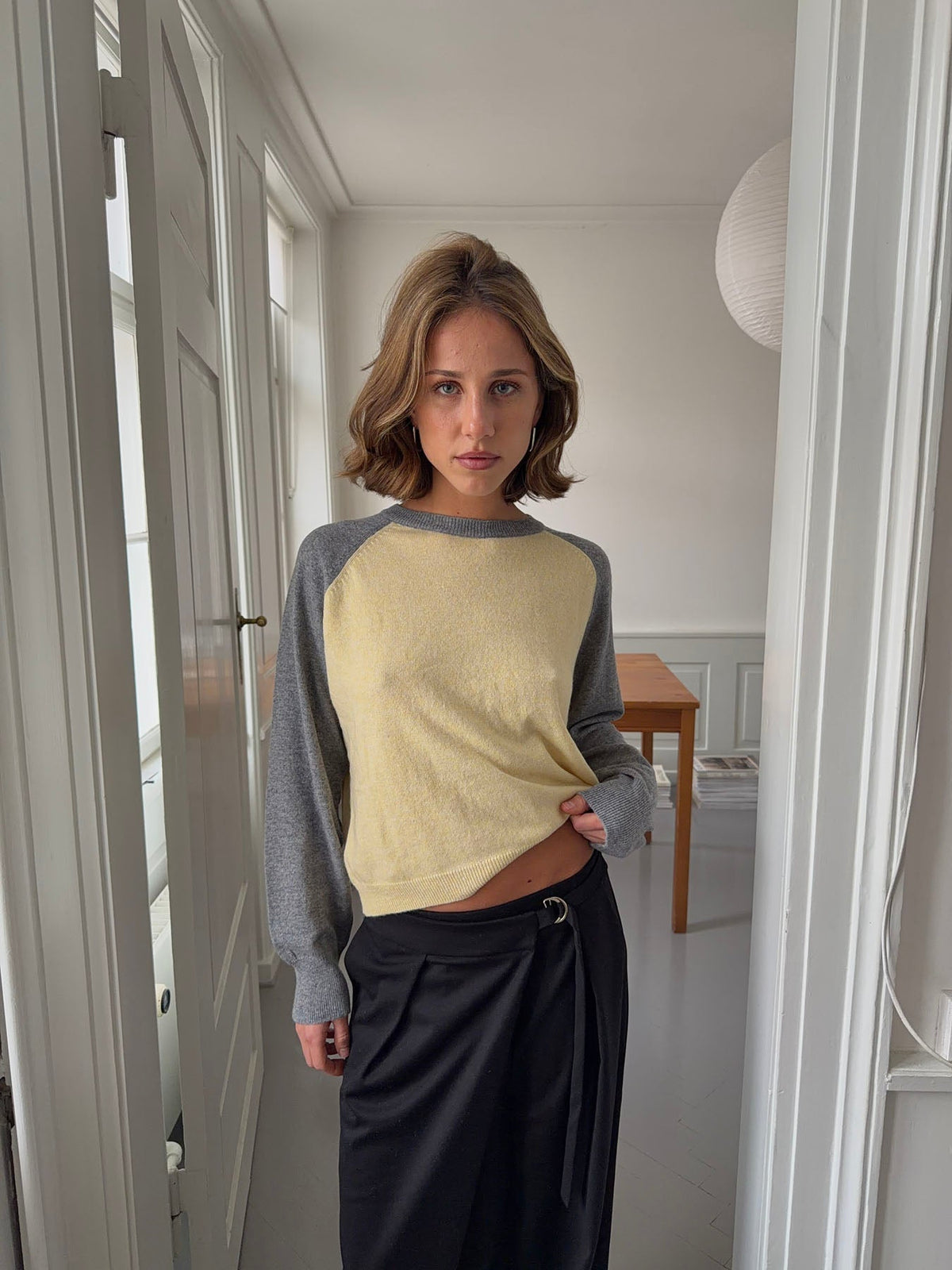 Oliva knit blouse - Grey/yellow