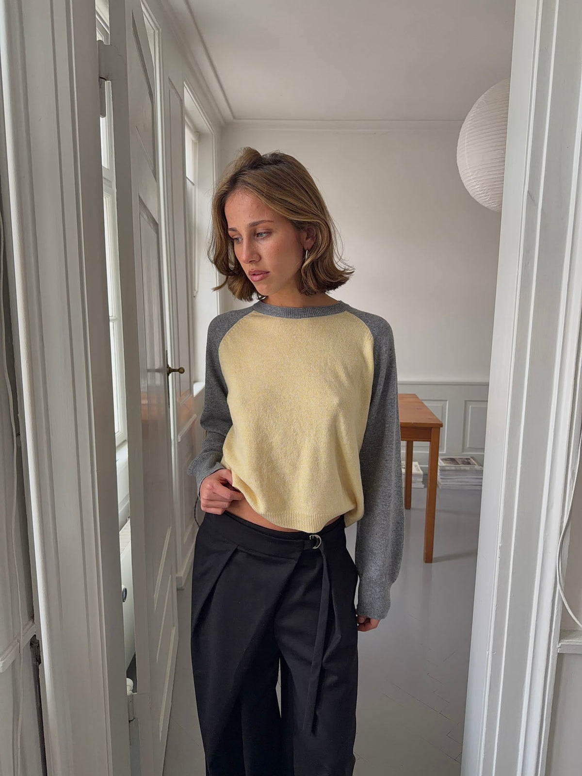 Oliva knit blouse - Grey/yellow