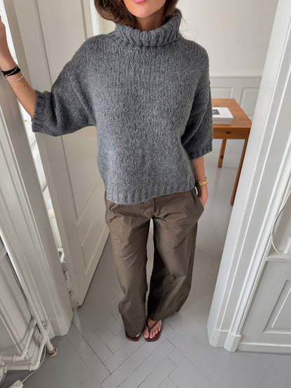 Dubleo knit sweater with short sleeves - Grey
