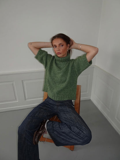 Dubleo knit sweater with short sleeves – Green