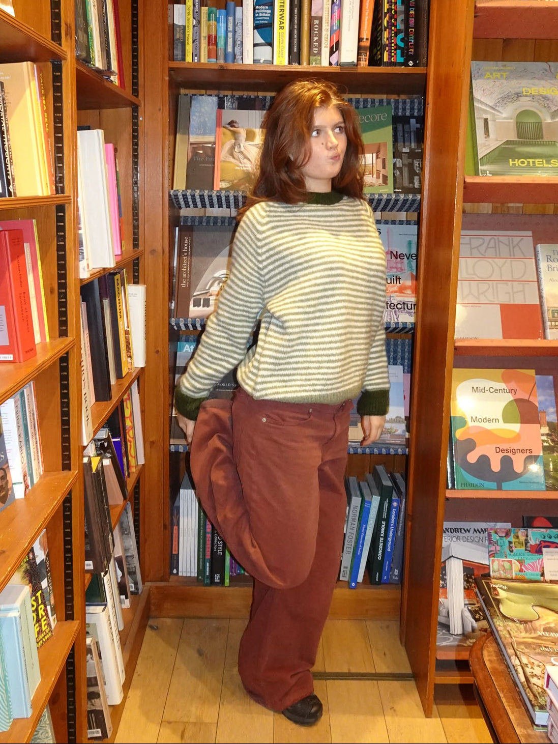 Selora knit with stripes - Green/white