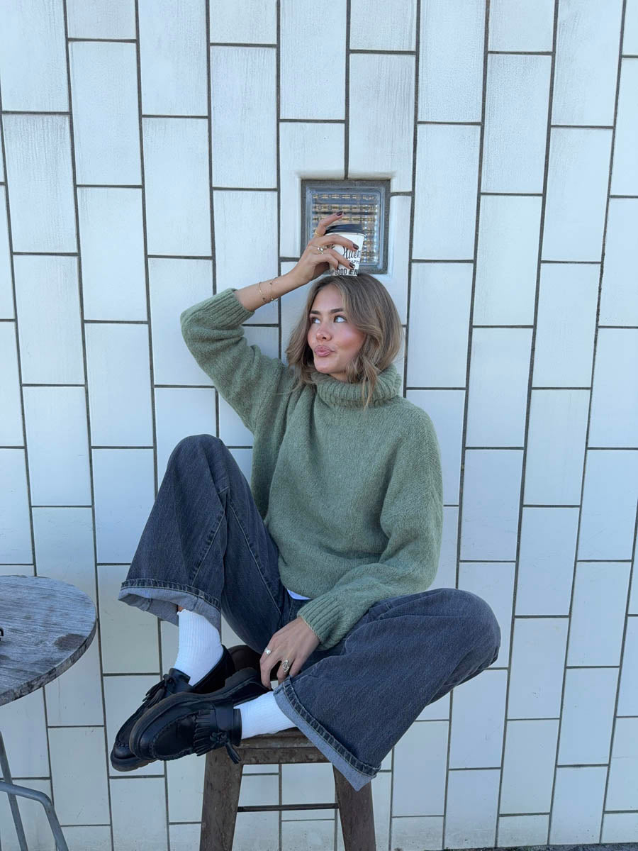 Idun knit with turtleneck - Khaki