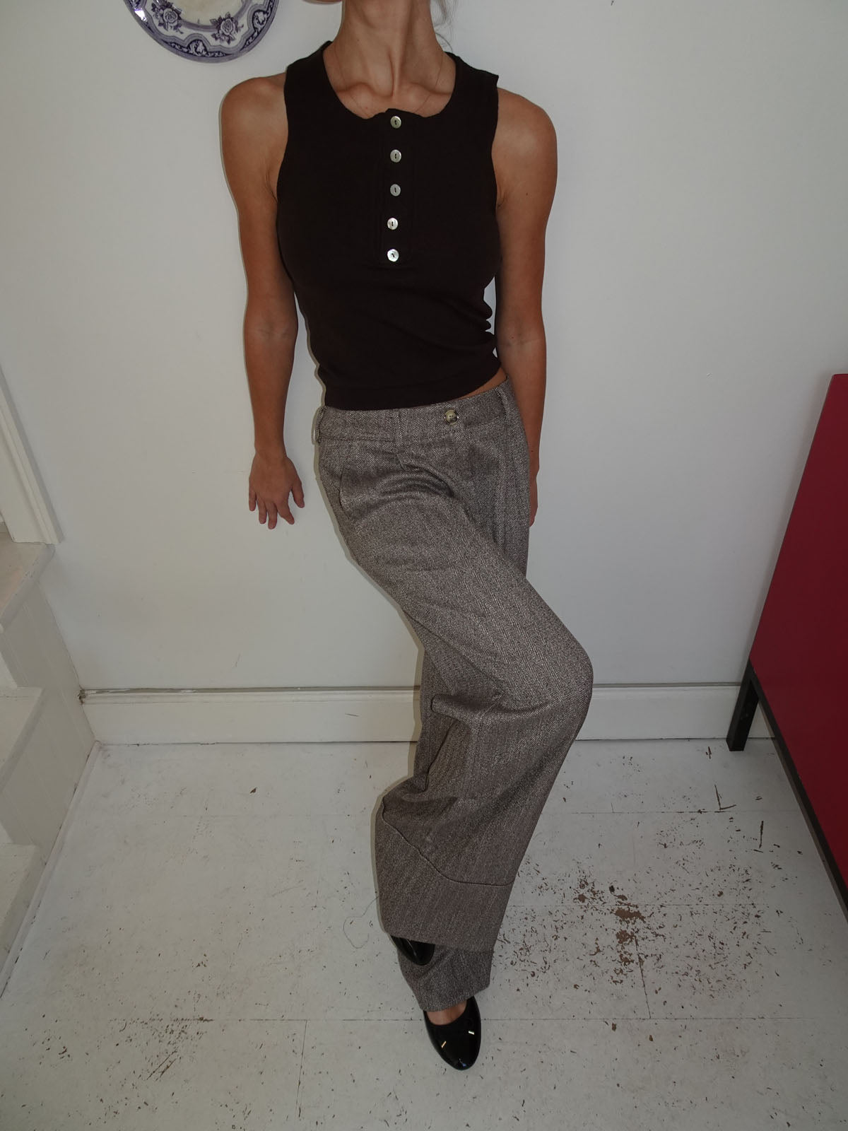 Olia suit pants with cuffs - Brown