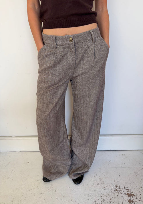 Olia suit pants with cuffs - Brown