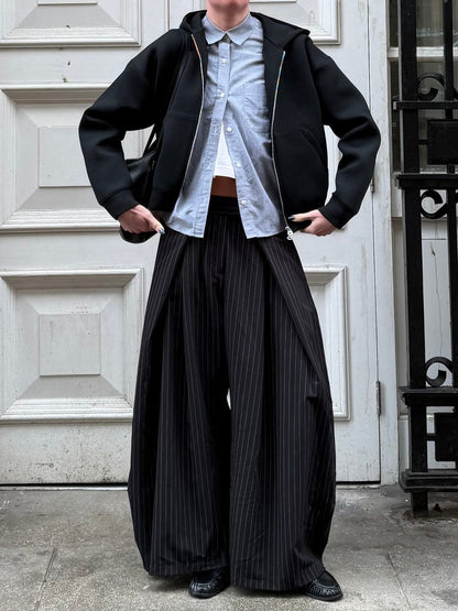 Klausa suit pants with pinstripes – Black/white